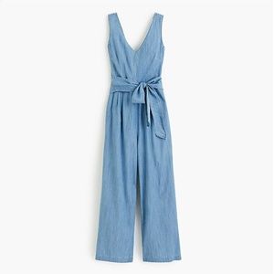 NWT J.Crew Wrap-Tie Jumpsuit in Chambray Size 0